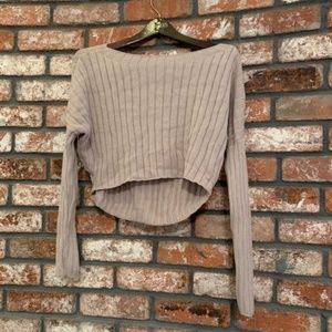 Express Tan Nude Crop Sweater